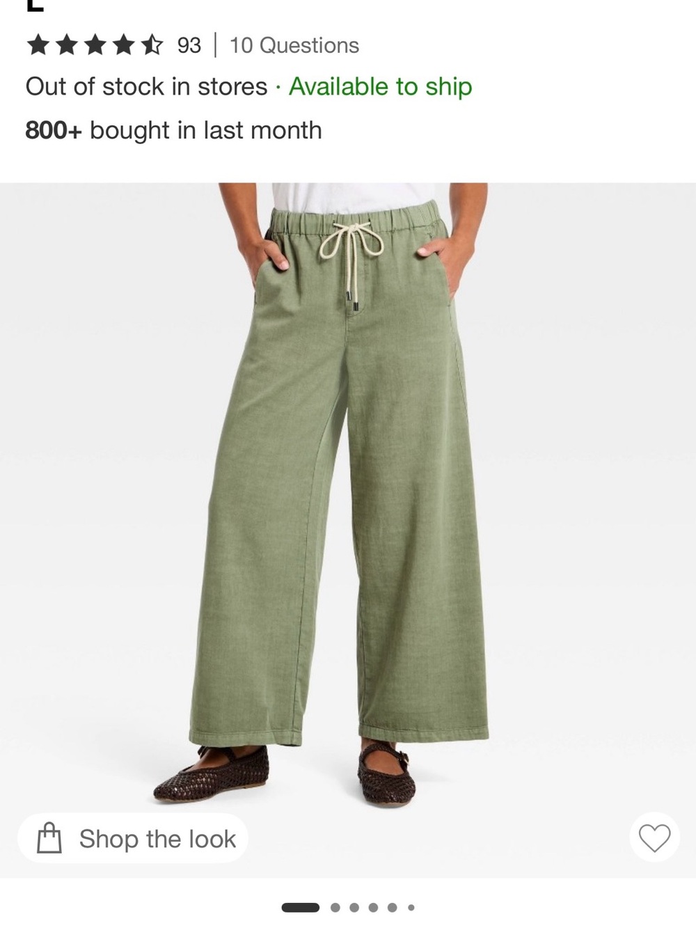 Universal Thread Relaxed Wide-Leg Linen Pants in Sage Green - Picture 5 of 5
